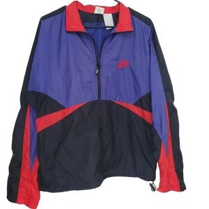 Vintage 1990s‎ Nike Red Black Purple Raptors Nylon Lightweight Jacket Lg